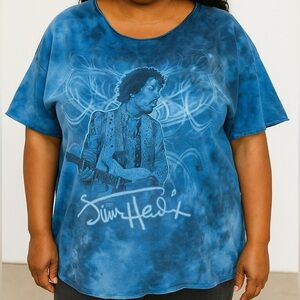 🎄 5/$25 Jimi Hendrix Blue Graphic Distressed T-Shirt